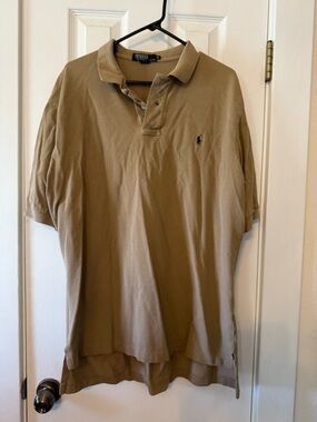 Polo Ralph Lauren Men’s XL Tan Beige Short Sleeve Polo Shirt Preppy Classic